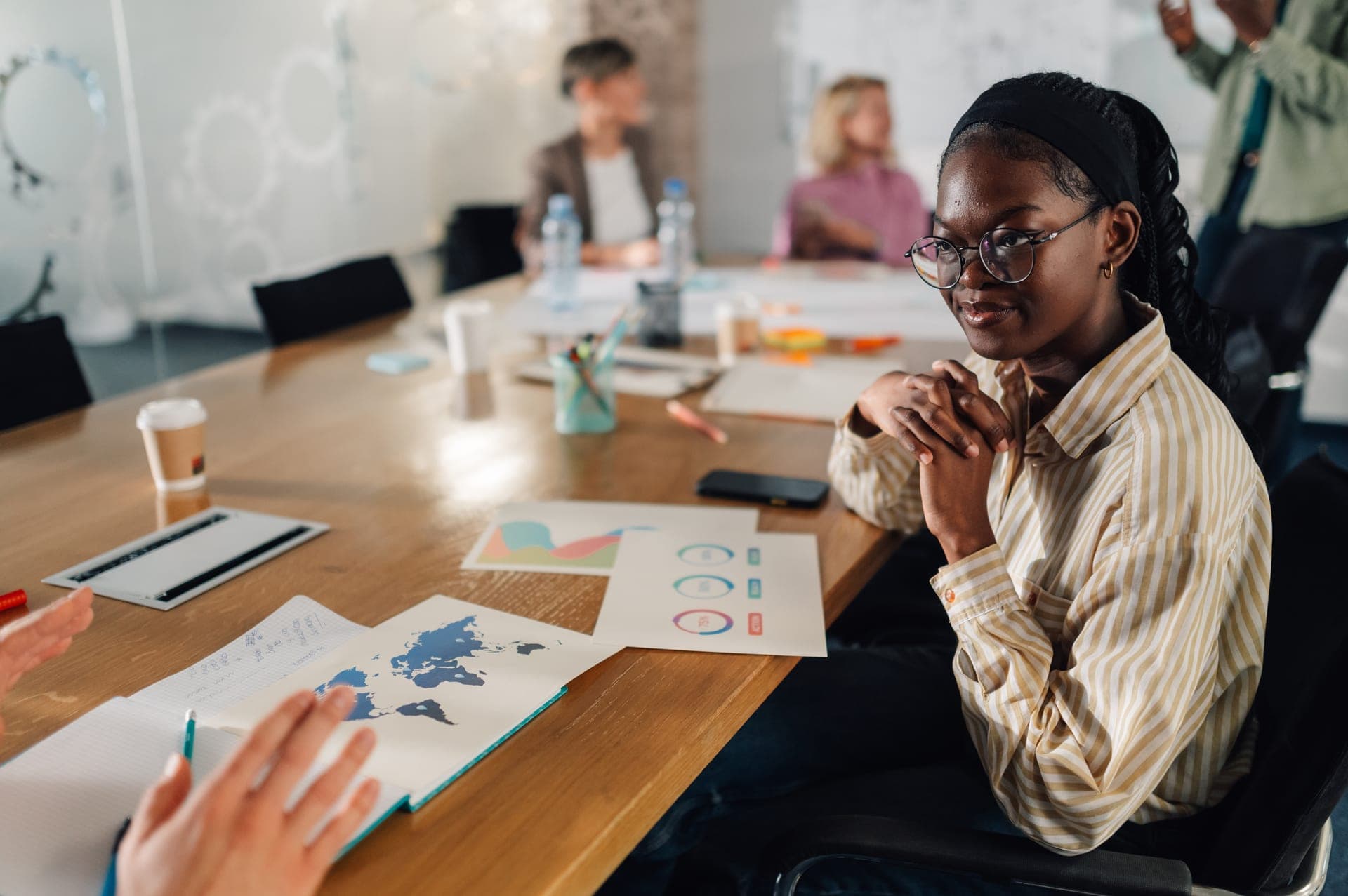 A training participant leading a corporate strategy discussion